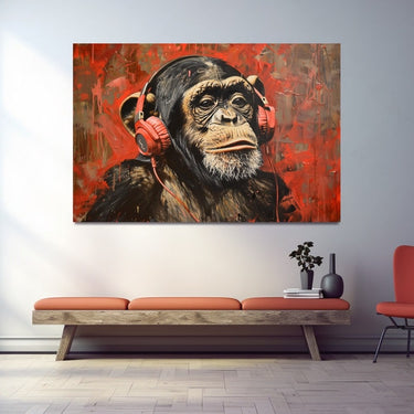 Monkey with Headphones Canvas